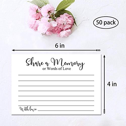 Share a Memory Cards, Funeral Guest Book, Memory Card for Celebration of Life, Graduation, Wedding, Retirement, Going Away Party, Pack of 50, 4x6 Inch