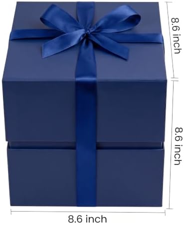 LIFELUM Navy Blue Gift Box for Groomsmen with Magnetic Lid, 8.6"x8.6"x8.6"