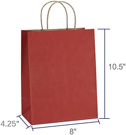 BagDream Medium Gift Bags with Handles 8x4.25x10.5 Inch Red 25 Pack