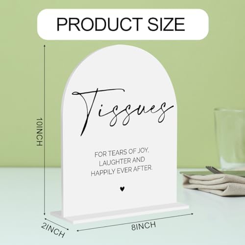 Tissues Acrylic Sign, Favor Wedding Engagement Bridal Shower Decor for Ceremony Modern Calligraphy Arch Acrylic Table Top Sign for Wedding Reception and Event Party 8x10 inch