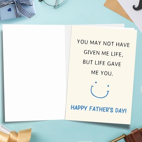 Step Dad Father's Day Card, Fathers Day Card Gifts for Bonus Dad