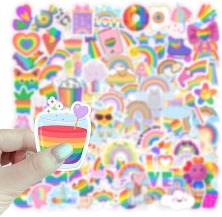 Stickers for Kids,100 PCS Stickers Pack,Rainbow Sticker,Cute Colorful Waterproof Vinyl Art Sticker.Stickers for Water Bottles,Skateboards and Notebooks,Sticker for Teens Girls Kids