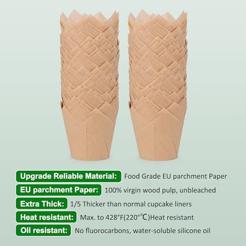 Caperci 225pcs Parchment Paper Tulip Cupcake Liners Muffin Cups for Baking