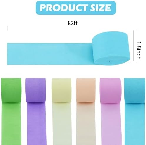 BEISHIDA 6 Rolls Pastel Crepe Paper Streamers for Birthday Wedding Party Decorations Bachelorette Bridal Shower Baby Shower piñatas DIY Craft Paper(492 Ft)