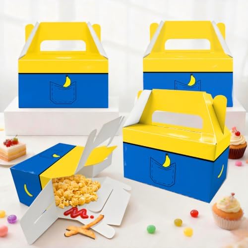 BGFMVS 12 Pack Yellow Blue Banana Pocket Party Favor Boxes Candy Treat Bags