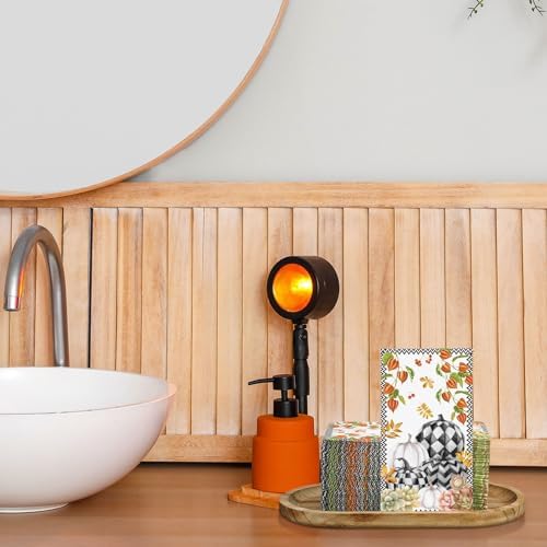 Seajan 200 Pcs Fall Plaid Pumpkin Disposable Hand Towels for Bathroom