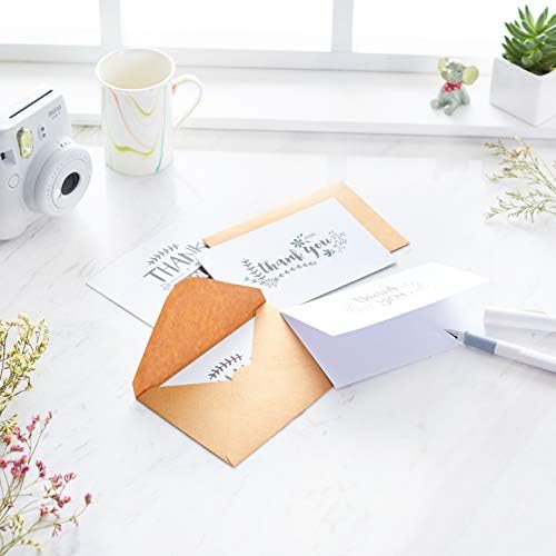 Amazon Basics Thank You Cards and Envelopes, Black and White, 4" x 6", 48 Count
