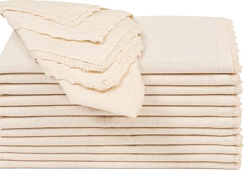 Lightnpro Cotton Flax Dinner Napkins, 18x18 Inch, Natural, Set of 12