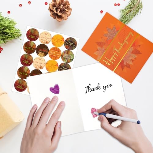 Fancy Land Glitter Thanksgiving Greeting Cards with Envelopes 24 Pack Bulk