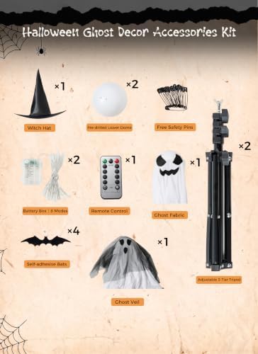Minetom 2 Pack 5 FT Halloween Ghost Decorations Light Up Ghosts Outdoor