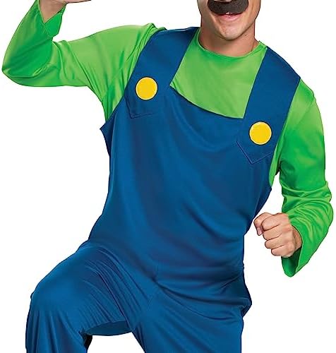 Disguise Adult Luigi Costume, Official Nintendo Super Mario Bros Luigi Adult Costume With Hat and Mustache