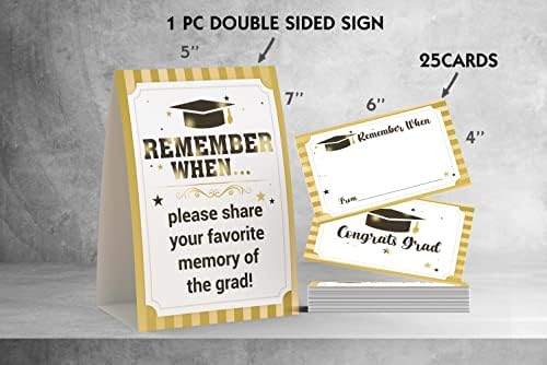 Toctose 2026 Graduation Sign & Graduate Memory Card (1+25 pk), Remember When... Please Share Your Favorite Memory of the Grad, Graduation Party, Sorority Event Decoration Supplies(JYC17)