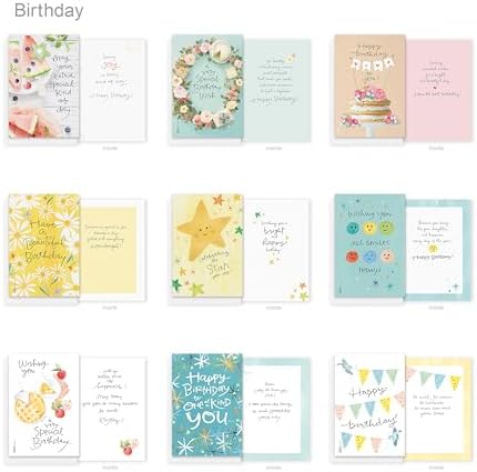 American Greetings 65-Count All-Occasion Greeting Card Pack, Assorted Watercolor & Playful Illustration Designs designed by Kathy Davis Studios, A6 (Pack of 4)