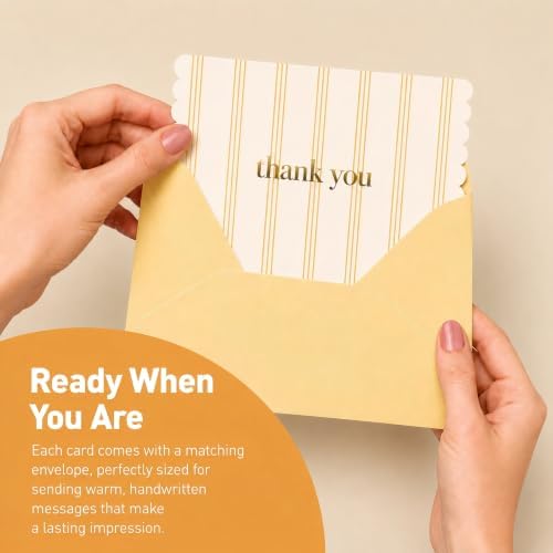 30 Thank You Cards with Matching Color Envelopes, Gold Foil Stickers & Storage Box, 4x6 Inch Thank You Notes, 6 Scalloped-Edge Designs, Blank Inside for Personal & Small Business Use