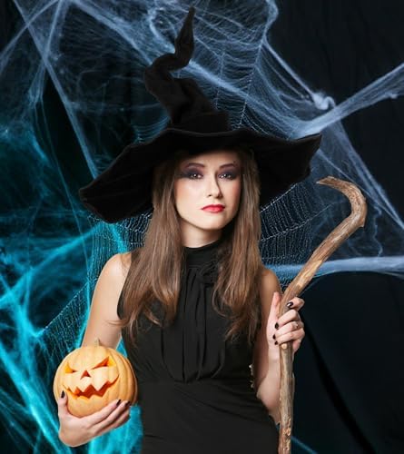 Women's Witch Hat for Halloween Costume Party, Large Black Wicked Witch Hats for Christmas Masquerade Carnivals Accessory