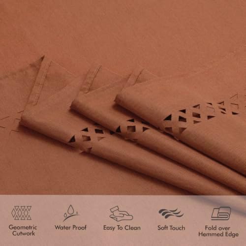 MIULEE Rust Fall Rectangle Tablecloth with Decorative Cutouts 52x70 Inch