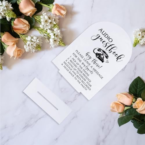 2Pcs Wedding Memorial Signs Audio Guest Book Sign Photo Guest Book Sign Wedding Table Acrylic Decor for Engagement Bridal Shower Ceremony Reception Event Party