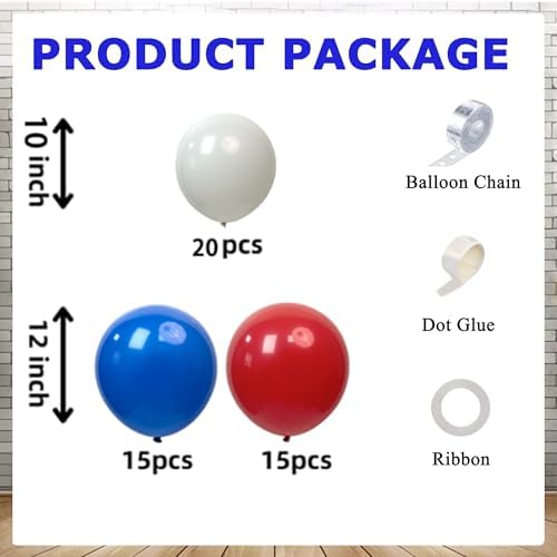 56Pcs Memorial Day Decorations 71x43 Inch Memorial Day Banner Patriotic Backdrop 4th of July Patriotic Backdrop with Tablecloth, 50Pcs Balloon, Arch Strip, 2 Ribbon, Tape