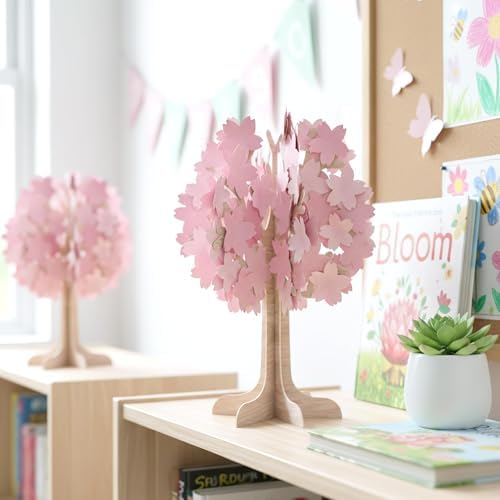 Cheerland Cherry Blossom Tree of Life Centerpiece 3D Table Decor Pink Sakura Tree for Japanese Party Supplies Spring Floral Flower Paper Tree Classroom Office Wedding Table Centerpiece Decorations
