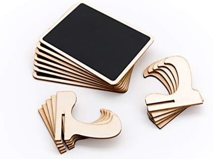 DSTELIN 10 Pack Mini Chalkboards Signs with Easel Stand, Small Rectangle Chalkboards Blackboard, Wood Place Cards for Weddings, Birthday Parties, Message Board Signs and Event Decoration