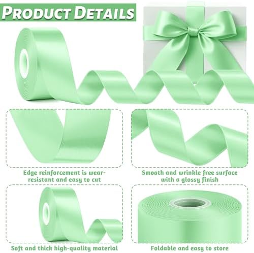 30 Yards 1 1/2 in Apple Green Ribbon for Easter Christmas Gift Wrapping