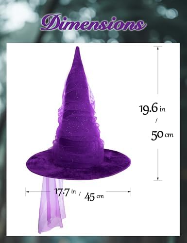 HOMELEX Witch Hat for Women, Adult Halloween Costume Hat