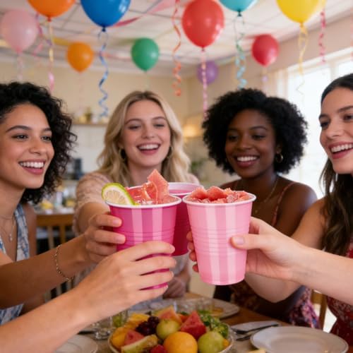 Vumdua Pink Plastic Cups Disposable Cups, 12 oz Plastic Party Cups for Bachelorette Party, Valentine's Day, Wedding, Birthday Party Supplies (Hot Pink, Light Pink), Pack of 40