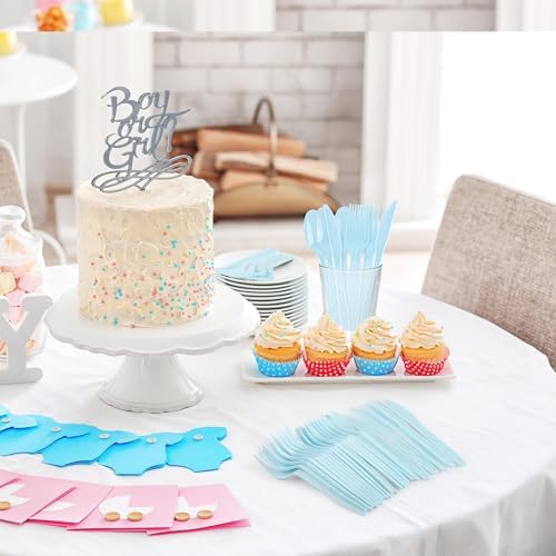 Kochorie 90 Pieces Light Blue Plastic Cutlery Set