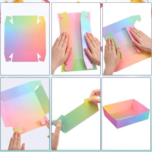 Uiifan 50 Pcs 5 lb Extra Large Paper Food Serving Trays, Rainbow