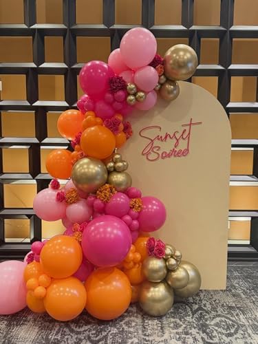 Pink and Orange Balloons Arch Kit 124pcs different sizes