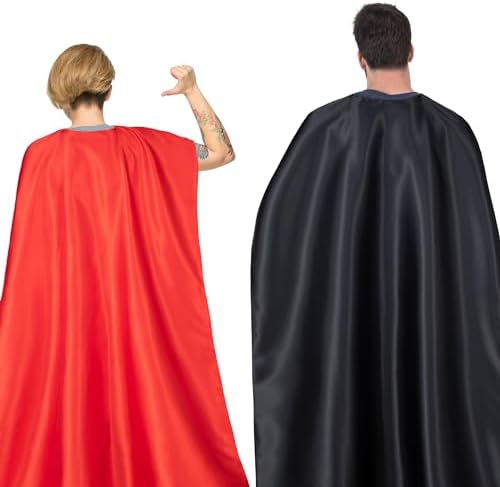 Adult Superhero Cape & Mask Set - Double-Sided Super Hero Capes and Masks for Men Women Dress-Up Parties