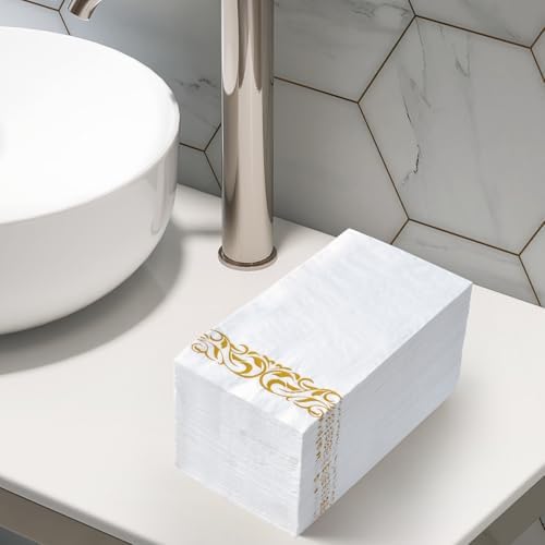 Vplus 200 Pack Paper Napkins, Soft Disposable Dinner Napkins, 3 Ply, Gold