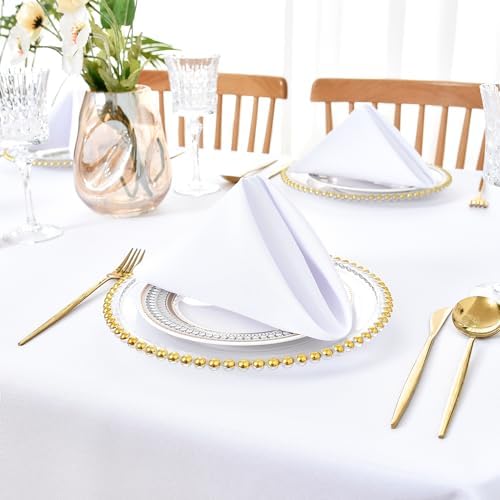 White Cloth Napkins Set of 12 Washable Dinner Napkins, 18X18 in
