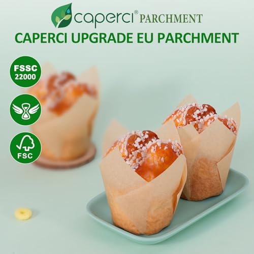 Caperci 150pcs Tulip Cupcake Liners Parchment Paper Muffin Cups for Baking