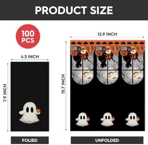 Horaldaily 50Pcs Halloween Paper Napkins, Pumpkin Ghost