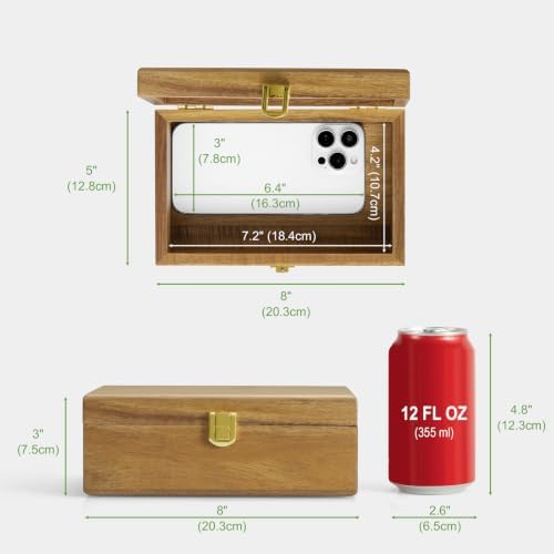 DRASTAR Small Decorative Box, Acacia Wood Box,Keepsake Box with Lid, Trinket Gift Box