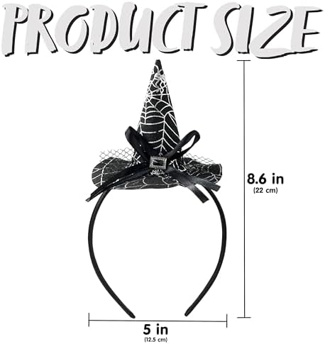 Spooktacular Creations Halloween Witch Hat Headband with Spiderweb Prints, Silver Wizard Headwear, Hair band for Adult Halloween Party Dress up Cosplay Costume Accessories Props