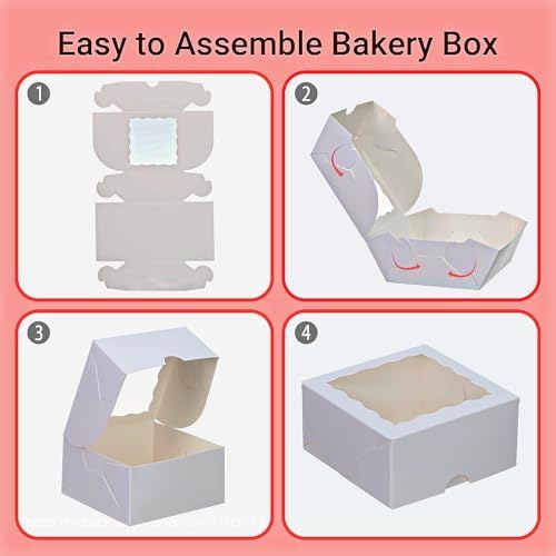 50Pack 4x4x2 Inch Cookie Boxes with Window Bakery Boxes Treat Boxes Truffle Boxes Party Wedding Favor