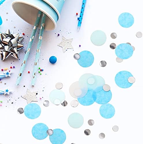 VCOSTORE Blue White Round Tissue Confetti for Baby Shower Wedding Decor