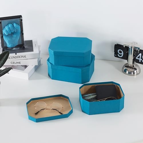 Soul & Lane - Blue Decorative Nesting Storage Boxes with Lids, Set of 3