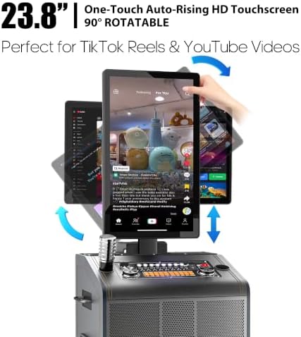 Smart Karaoke Machine with 23.8 Inch Touch Screen 2000W Peak Power