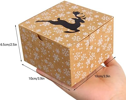 DERAYEE 24Pcs Christmas Cookie Boxes with Window, Holiday Bakery Gift Boxes Small kraft Boxes for Packaging Cupcakes, Candy, Goodies