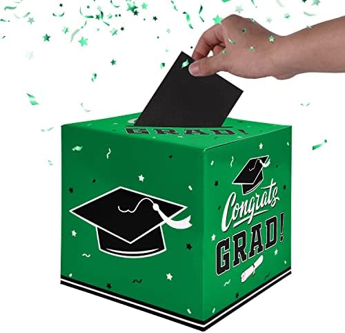 Gatherfun Graduation Party Decorations Graduation Box Graduation Card Box for Graduation Gift Graduation Party Favors Decor Party Supplies Green
