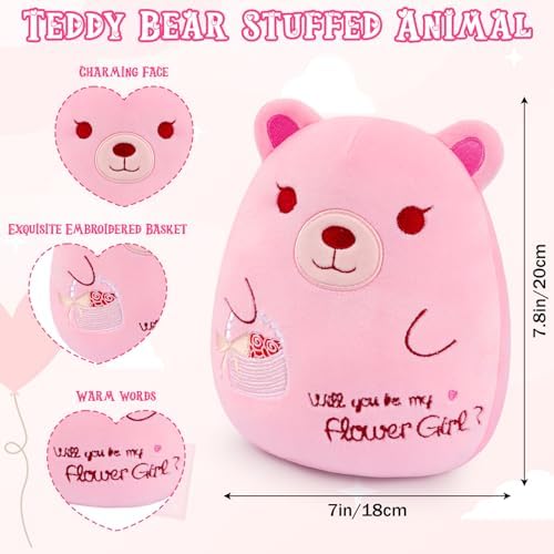 Flower Girl Teddy Bear Stuffed Animal,Will You Be My Flower Girl