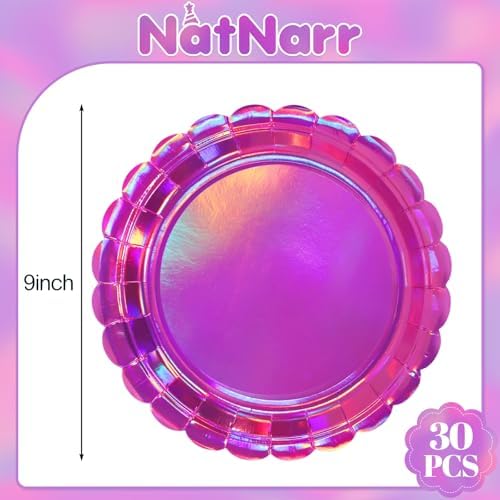 NatNarr 30 Pk Iridescent Pink Plates 9" Halloween Dessert Cake Plates