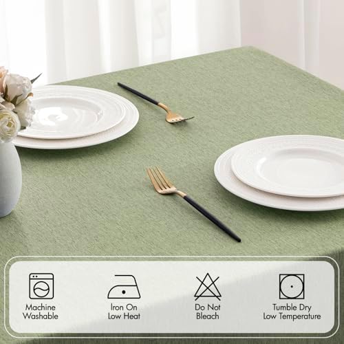 MIULEE Sage Green Rectangle Tablecloth with Decorative Cutouts 60x144 inch