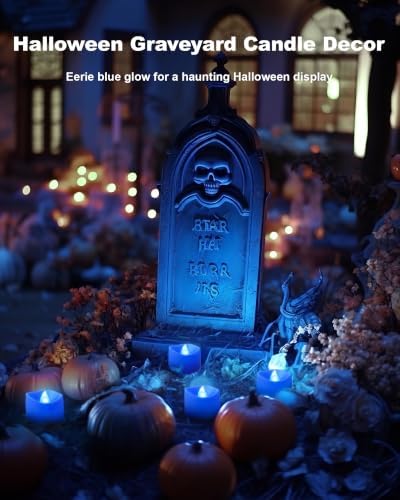 Homemory 50-Pack Blue Flameless Battery Tea Light Candles, 200+ Hours