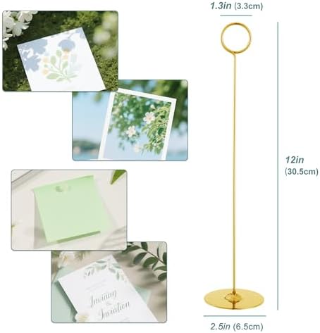 ERYTLLY 24 Pack 12 Inch Steel Place Card & Table Number Holders, Gold