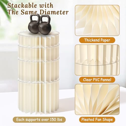 8Pack Buffet Risers Display Stands Foldable Food Risers for Buffet Table Tall Cake Cupcake Stands Cardboard Cylinder Stand Dessert Table Display Set for Catering Jewelry Wedding Party Decor (White)