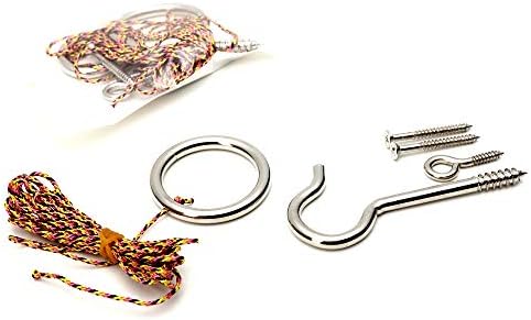 Hook and Ring Swing DIY Kit Heavy-Duty Hardware and String Ring Toss Game Indoor – Outdoor（Set-up Instruction Included）